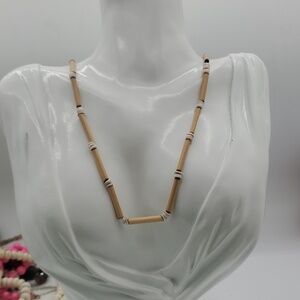 Wooden Tube Exotic Tribal Necklace 18 Inch N3615